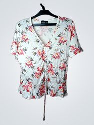 Janina Floral Print Ruched V-Neck Top