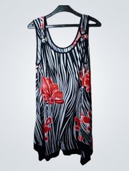 Ärmelloses Kleid mit Blumen- und Zebra-Print