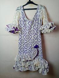 White and Purple Lace Dress