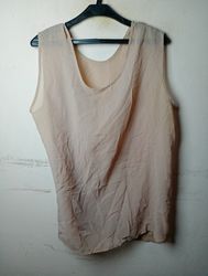 Beige Sleeveless Top 100% Viscosa Made in Italy
