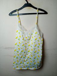 Tezenis Lemon Print Cami with Lace Trim