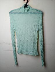 DAZY Women's Long Sleeve Turtleneck Mesh Top