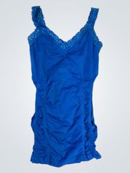 Blue Lace Trim Tank Top