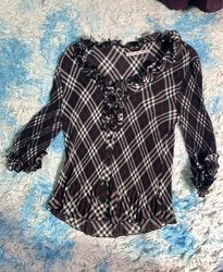 Plaid Long-Sleeve Blouse