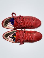 Taos Red Leather Lace-Up Sneakers