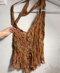 Orange Paisley Print Vest with Gold Accents