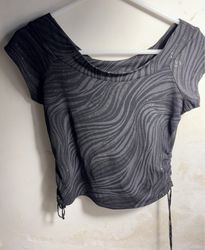 Black Zebra Print Top with Drawstring Sides