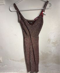 La Regale Brown Sparkly Ruched Dress