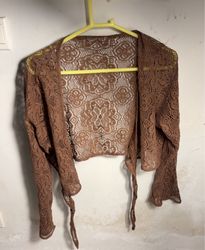 Brown Lace Bolero Cardigan