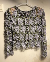 Floral Lace Button-Up Blouse