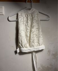 White Lace Halter Top with Tie Back