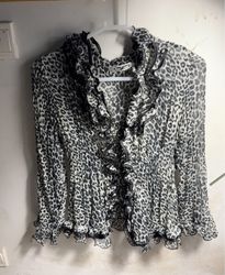 Face&Co Leopard Print Ruffle Blouse