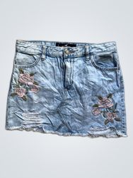 Hollister Embroidered Denim Mini Skirt