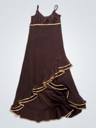 Azaro Brown Ruffled Maxi Dress