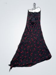Black Red Floral Slip Maxi Dress