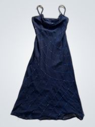 Unbranded Navy Blue Satin Slip Dress