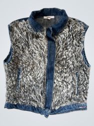 DKNY Denim and Fur Vest