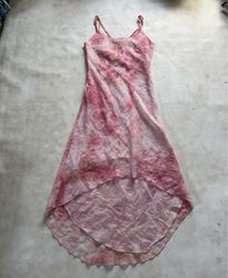 Pink floral print slip dress