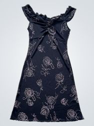 orsay Black Floral Glitter Mini Dress