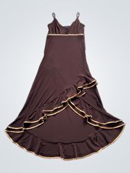OLIVIA AZARO Brown Ruffled Maxi Dress