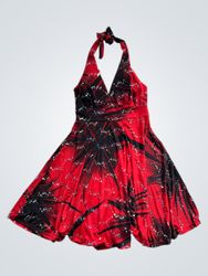 Red and Black Halter Dress with Sequins