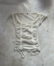 Ruched Mesh Top with Drawstrings