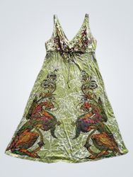 Butterfly Dropout Green Dress with Dragon Print