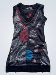 Giffin Black Sleeveless Dress with Embroidered Det..