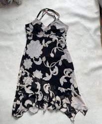 Xanaka Black Floral Print Halter Dress