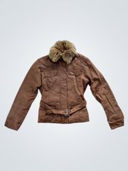 Conbipel Leather Jacket with Fur Collar