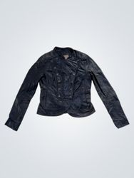 COFI Black Double Breasted Leather Jacket