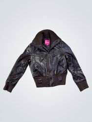 Missy Brown Faux Leather Bomber Jacket