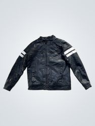 CHAPTER young Black Faux Leather Jacket with White..