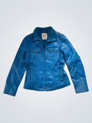 MNG Casual Wear Blue Leather Jacket