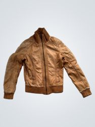 Pimkie Basic Brown Leather Bomber Jacket