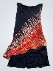 Le Mirage Black and Orange Abstract Print Dress