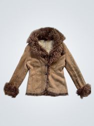 Brown Suede Jacket with Fur Trim