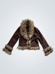 Brown Faux Fur Trimmed Jacket
