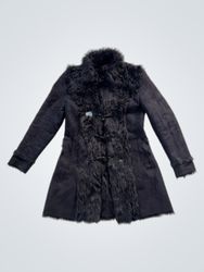 New Look Black Faux Fur Trimmed Coat