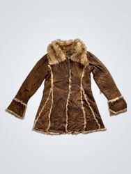 Powder Room Brown Faux Fur Trimmed Coat