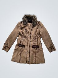 Juju & Christine Women's Brown Faux Fur Trimmed Co..