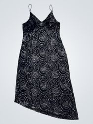 Black dress with silver swirl pattern