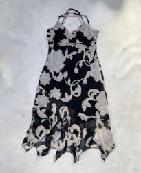Xanaka Black Floral Print Halter Neck Dress