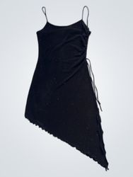 SABORA Made in USA Black Sparkly Asymmetrical Dres..