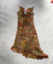 Leaf Print Ruffle Dress