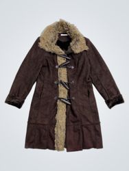 Promod Brown Faux Fur Lined Coat