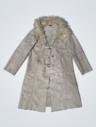 TISSAIA Women's Beige Faux Fur Lined Coat