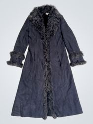 Missy Black Faux Fur Trimmed Long Coat