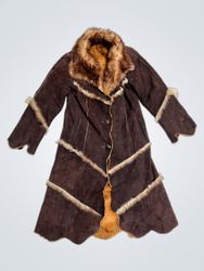 Brown Suede and Fur Trimmed Coat