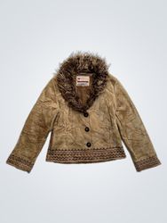 Reserved Faux Suede & Fur Trim Jacket